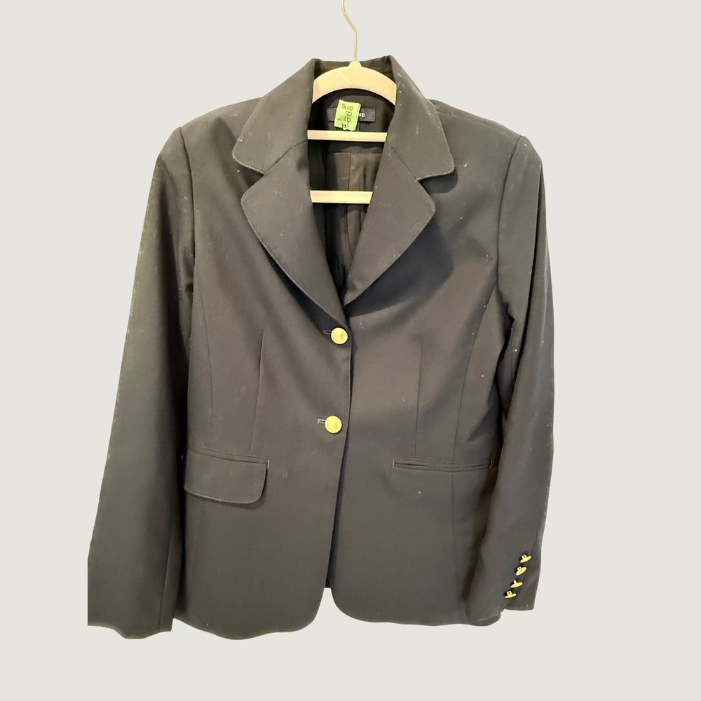 Lands End Black Gold Button Preppy Blazer